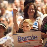 Young supporter at a Bernie Sanders rally