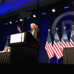 Sanders speaks to a DNC meeting