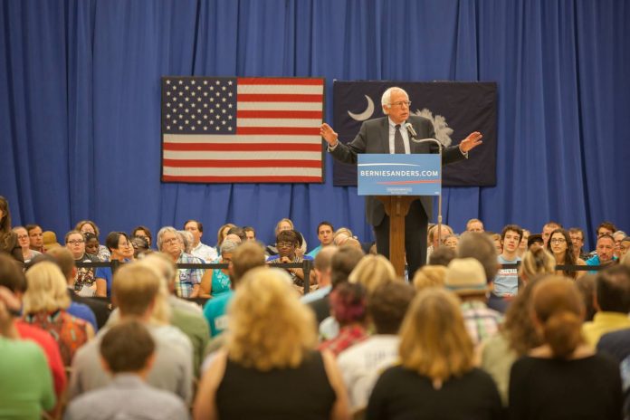 Bernie Sanders speaking at campaign town meeting Bernie Sanders speaking at campaign town meeting