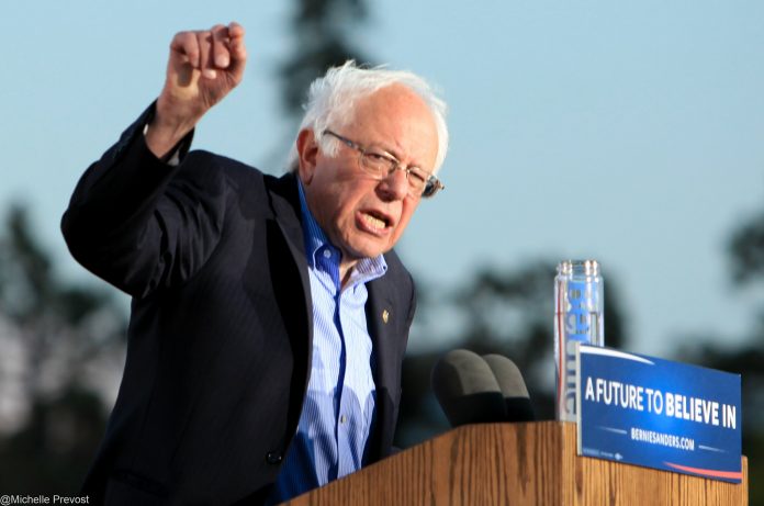 Bernie Sanders speaks at a campaign rally